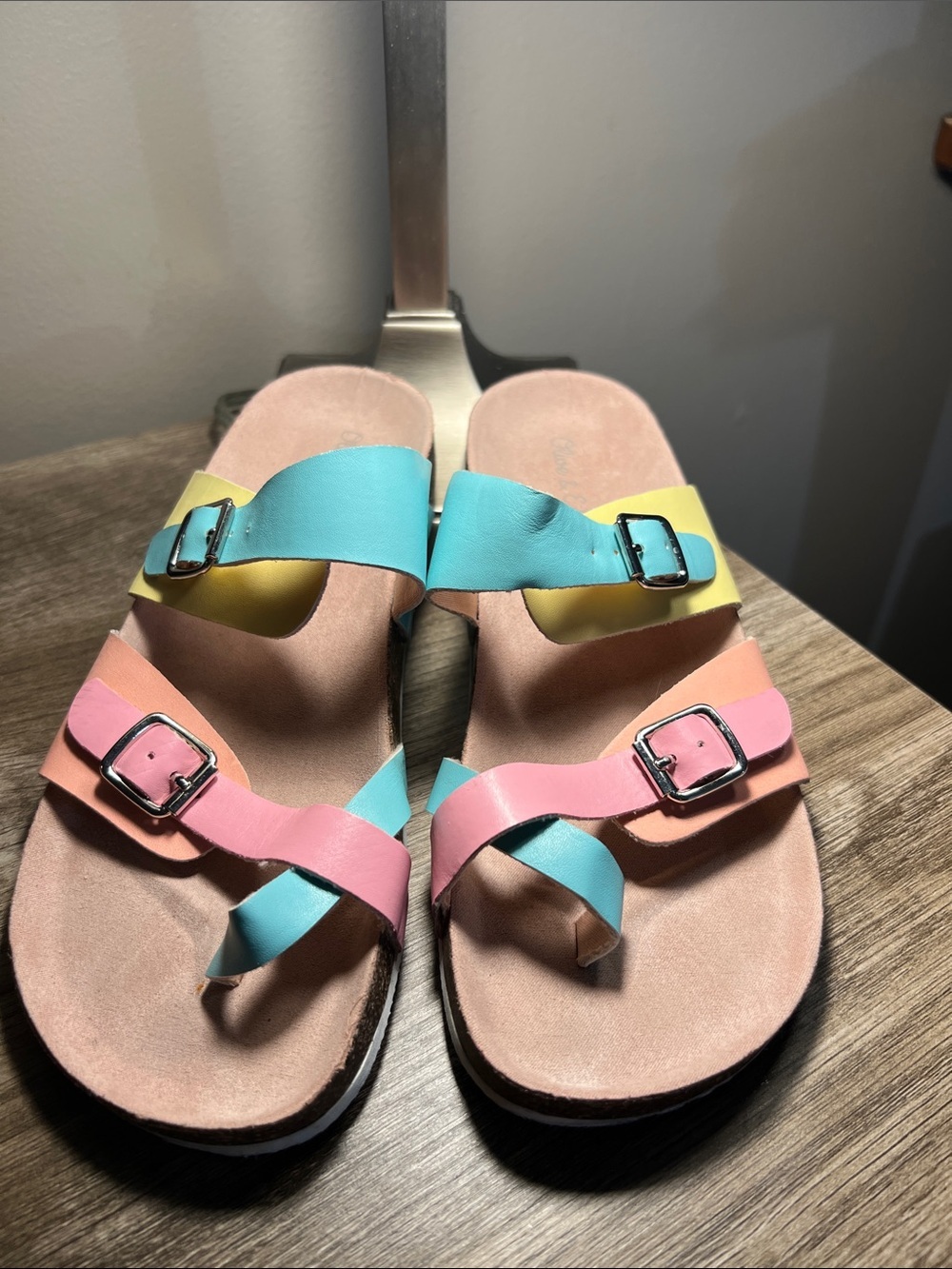 Kids Multicolor Strappy Comfort Sandals - Pastel Pink, Blue & Yellow stock (18)
